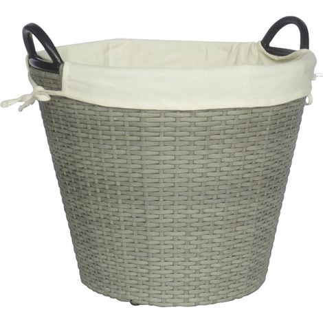 FireFix Rattankorb für Kaminholz Ø 42 x 42 cm beige Korb