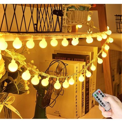 Guirlande Lumineuse à Piles Étanche, 5M/50LED Guirlande Lumineuse à Piles Décoration de Noël (Blanc Chaud)