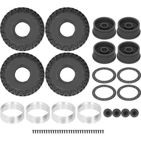 Jeu de 4 pneus de jante 1.9 pouces universels pour TRX4/SCX10/90046 1/10 RC Crawler Noir (1/5)
