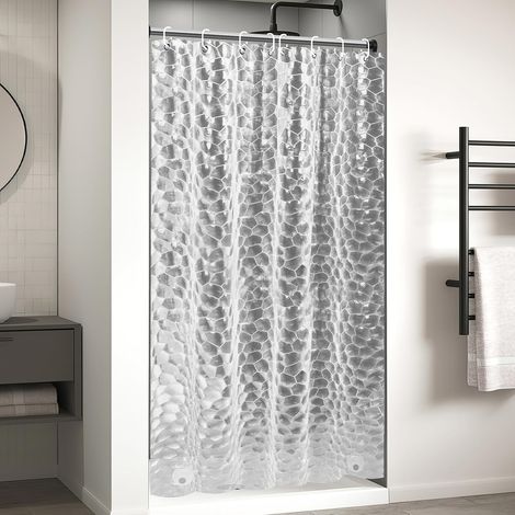 Anti-mold shower curtain 120 x 180 cm EVA waterproof washable bath curtain with 8 rings (1/5)