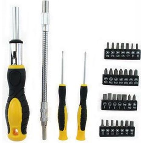 TRADE SHOP - Set Cacciaviti Attrezzi Da 32pz Con Supporto Magnetico Prolunga Flessibile Inserti 74693 - (1/2)