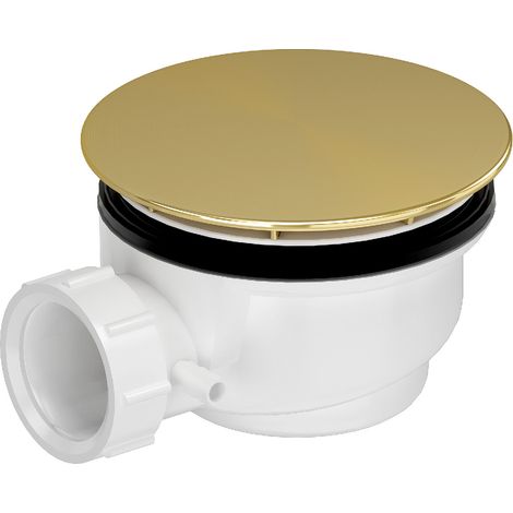 Desagüe horizontal para plato de ducha - Diámetro 90 mm - Tapa Oro Cepillado (1/3)