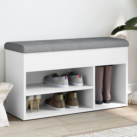 vidaXL Panca Scarpiera Bianca 82x32x45,5 cm in Legno Massello