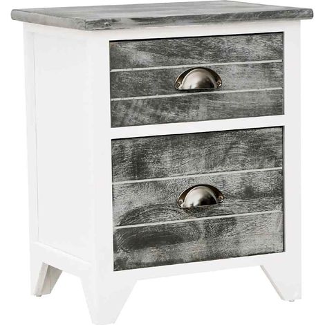 Maison Exclusive - Comodino Grigio e Bianco 38x28x45 cm in Legno di Paulownia (1/5)