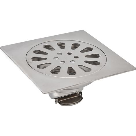 Drain de douche carré ajustable pour insertion de carrelage, idéal pour cuisine et salle de bain.