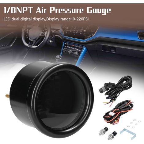 Jauge de pression d'air à double affichage, jauge de Suspension numérique LED 0-220PSI avec 2 capteurs 1/8NPT (1/5)