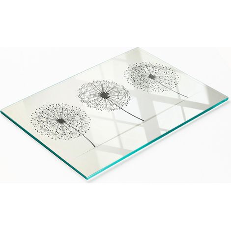 Tablero decorativo multifuncional de vidrio templado con diseño de diente de león, 80x52 cm. (1/5)