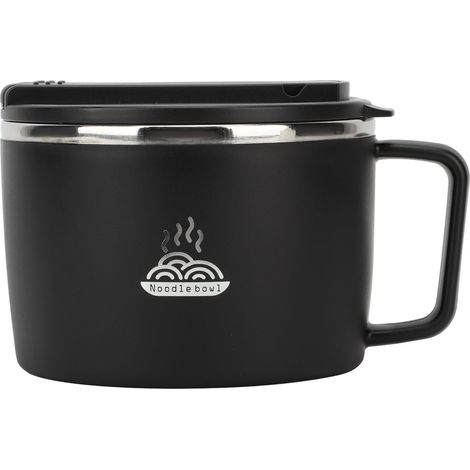Bol à nouilles avec baguettes et cuillère-fourchette, 1200 ml, portable, en acier inoxydable 304, avec couvercle, idéal pour le bureau. (1/5)