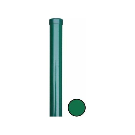 Poteau rond thermolaqué vert 1,20 m – Acier galvanisé – Diamètre 48 mm – Pour clôtures en panneaux rigides (1/4)