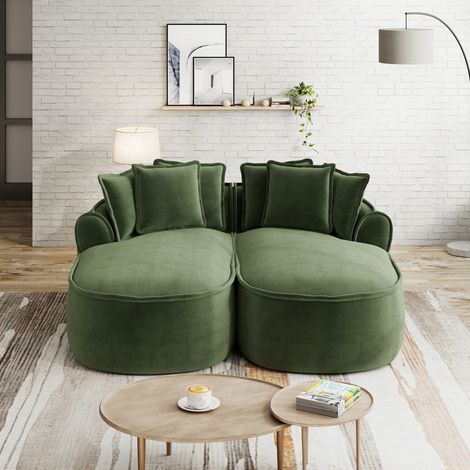 Divano letto modulare in ciniglia verde OKMYHOME (1/5)