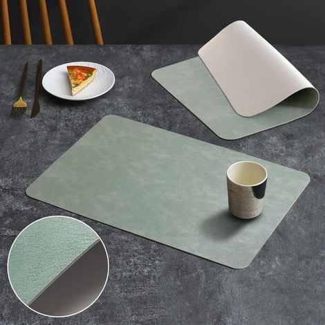 Doppelseitige, hitzebeständige, rutschfeste Tischsets aus Kunstleder für Esstische – Waschbare, quadratische, rutschfeste Tischsets (1 Stück) (1/2)