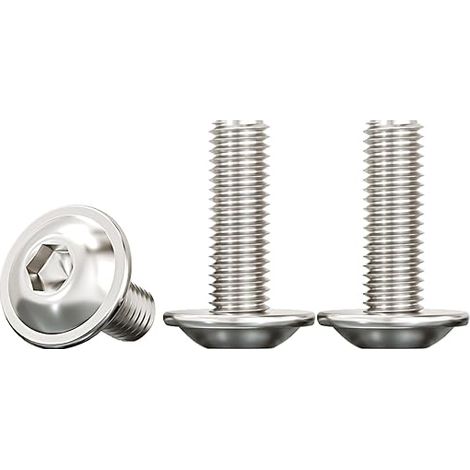 Vis à Tête Bombée avec Bride,M6x16mm Boulons à Six Pans Creux Acier Inoxydable A2 V2A Vis de Serrure pour Les Connexions Mécaniques,20 Pièces (1/5)