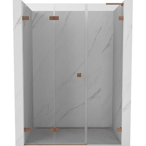 Mexen Lunar-F L porte de douche pliable gauche 115 cm, transparent, cuivre brossé - 836SL-115-050-65-00-L (1/5)