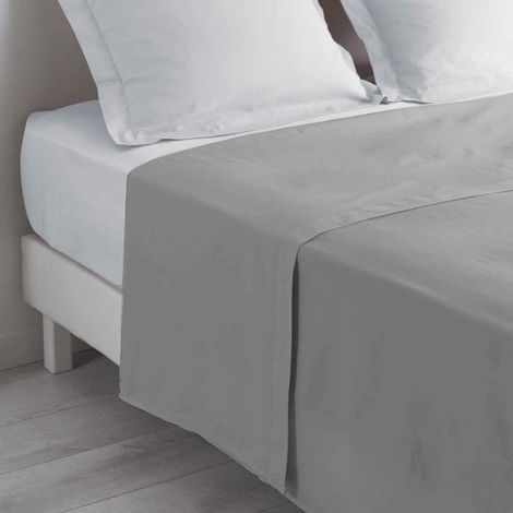 Drap Plat en Coton "Biolina" 240x300cm Gris (1/3)