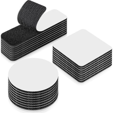 Klettband,30 Stück selbstklebendes Klettband,rund/rechteckig/quadratisch,extra starker Klettverschluss für Wand,Schwarz