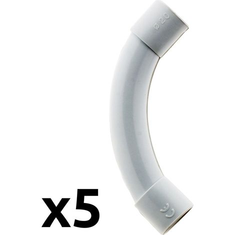Zenitech – Lot de 5 courbes pour tube IRL Ø20mm en PVC rigide – Dérivations électriques – Couleur gris – Installation facile et sécurisée (1/7)