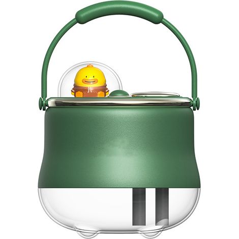Humidificateur d'air 400ml double pulvérisation, mini diffuseur en forme de canard mignon, avec poignée pour bureau/chambre, vert, à piles (1/5)