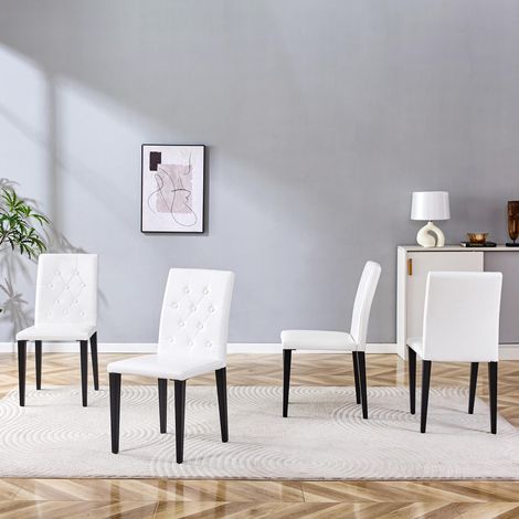 Ensemble de 4 chaises de salle à manger noires et blanches – un luxe discret. noir - qualité supérieure et confort optimal (1/5)