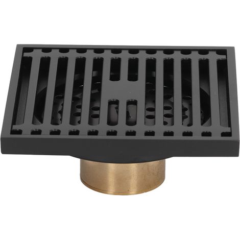 Siphon de douche en cuivre anti-odeurs, noir, à grand débit, pour salle de bains, toilettes, balcon et eaux peu profondes (1/5)