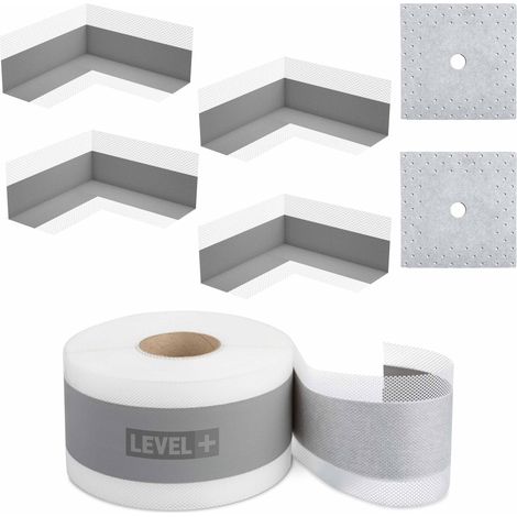 LEVEL+ Bandset Dusche Balkon Dichtband Dichtbahn Duschelement Ecken Profi SET G2 (1/4)