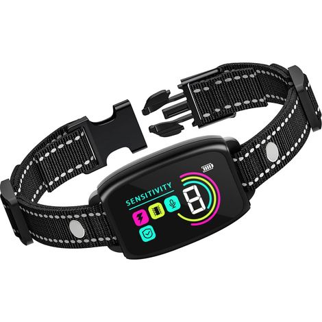 Collier Anti Aboiement pour Chien, Modes Son/Vibration/Choc électrique, Collier Anti aboiement électrique pour Chien, étanche IP67, 8 Niveaux de sensibilité