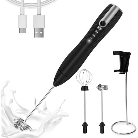 1 Mousseur à lait, 2 têtes interchangeables, appareil électrique rechargeable, sans fil, pour café, latte, milkshake(Q3 : Nouveaux produits pour le mois d'août) (1/5)
