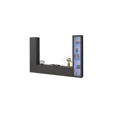 Parete Attrezzata Moderna per Soggiorno 260x30x180cm - ECHO - Colore: antracite opaco (1/5)