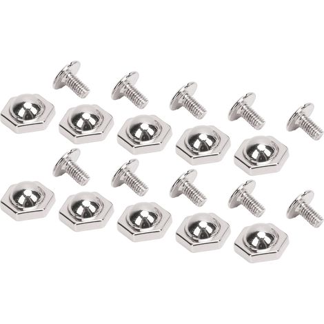 Lot de 50 rivets et clous hexagonaux en métal de 10 mm, vis fendues, pour travaux du cuir, reliure et décoration de vêtements, couleur argent. (1/5)