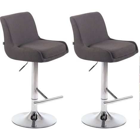 Set 2 Sgabelli Bancone Club in Tessuto grigio scuro cromo (1/3)