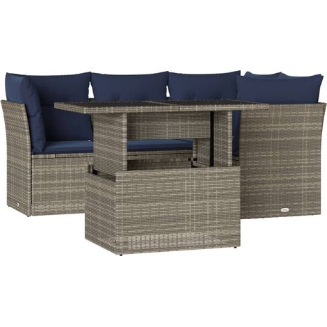 Maison Exclusive - Set Divani da Giardino 5 pz con Cuscini Grigio in Polyrattan