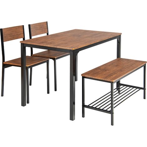 Set cucina da 4 pezzi 110 x 70 x 76 cm per sala da pranzo in stile industriale in MDF marrone 200011994