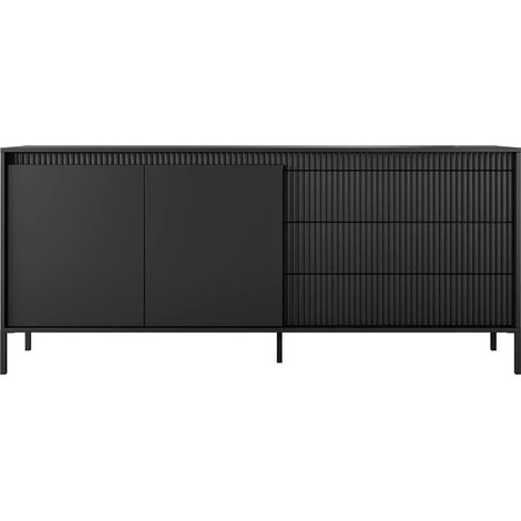 ALINA - Buffet 187cm -pieds en métal - Noir (1/5)