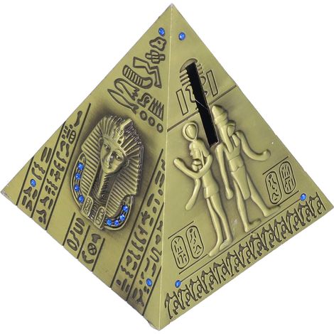Modèle de pyramide égyptienne, grande pièce décorative vintage classique et exquise, faite à la main en bronze vert. (1/5)