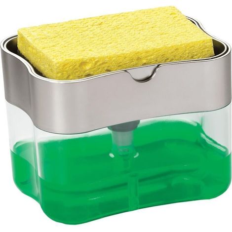 Distributeur de savon et porte-éponge, 13 onces, argent (592401) (1/4)