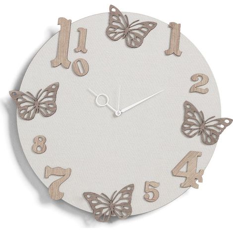 Orologio rotondo da parete in legno laminato D50 TRS - Farfalle (1/2)