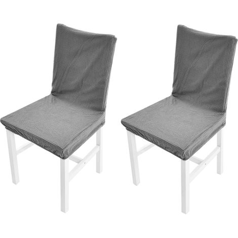 Lot de 2 housses de chaise amovibles en polyester, protection pour chaises de cuisine, salle à manger et chambre à coucher, grises (1/5)