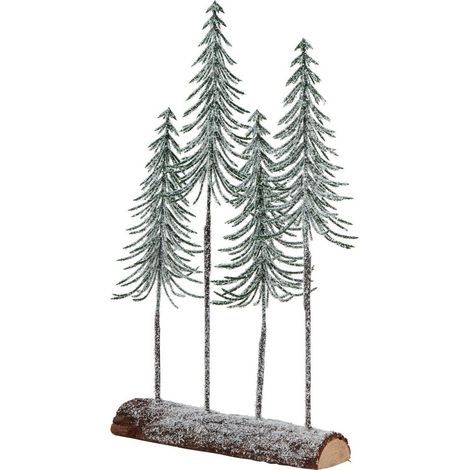 Medium Snowy Spindle Tree Quad in Wood Log - Plastic - W20 x H35 cm - Brown