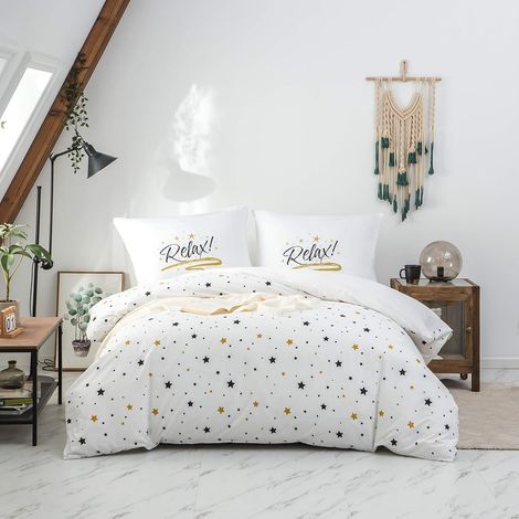 Sets de Housses de Couettes 220 x 240 cm + Lot 2 Taies d'Oreillers 65 x 65 cm Parure de lit Imprimé Etoile Multicolore 2 Personnes Motif 11 Ensembles Housse de Couette 3 Pièces Fermeture Éclair (1/5)