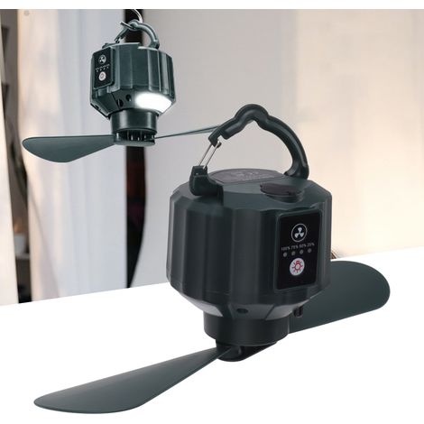Mini ventilateur USB de camping, ventilateur de plafond rechargeable pour tente avec lumière, ventilateur avec télécommande pour dortoir. (1/5)