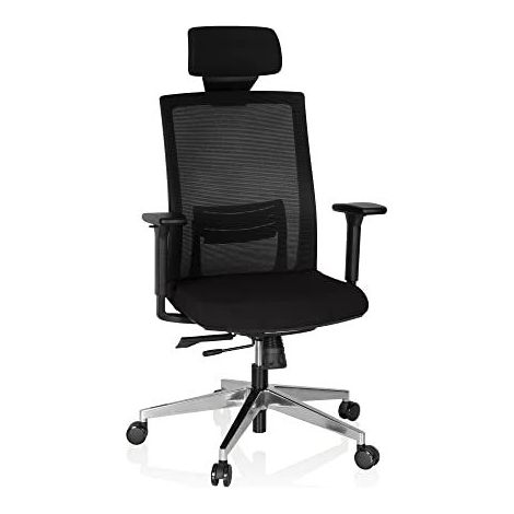 Chaise bureau / fauteuil CAPTIVA assise tissu / dossier maille noir / noir hjh OFFICE