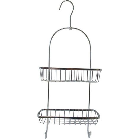 Serviteur de douche 2 Paniers en métal chrome avec crochet H 55 cm - TENDANCE (1/2)