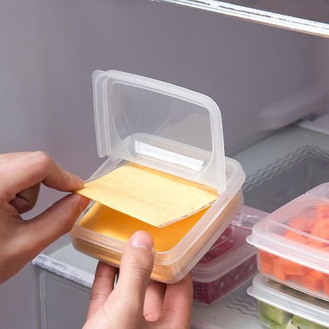 Lot de 2 boîtes de conservation pour beurre et fromage, réfrigérateur portable, boîte de rangement pour fruits et légumes, récipient à fromage transparent (1/5)