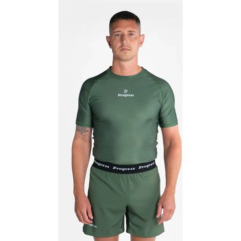Progress Herren Kurzarm-Rashguard Academy Khaki M