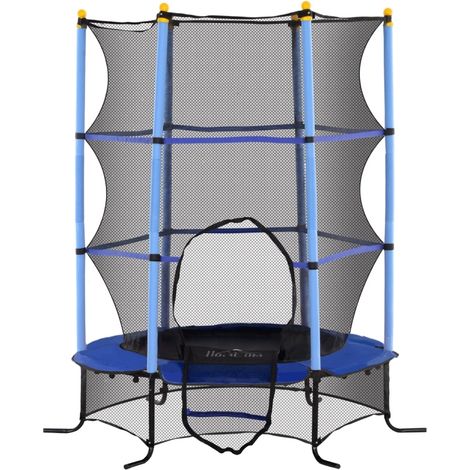 Trampolín para niños Ø163 cm con red de seguridad, azul, acero y plástico (1/5)