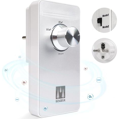 Purificador de aire con generador de ozono, esterilizador de olores, purificador de aire, generador de ozono para dormitorio, baño, mascotas, formaldehído y olores - Blanco
