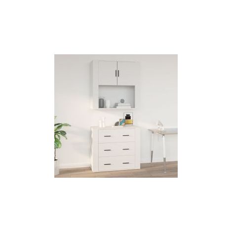 Armoire murale Blanc 80x33x80 Bois d'ingénierie (1/5)