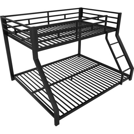 Letto a castello in metallo nero 90x200 cm e 140x200 cm con scala e sponde (1/5)