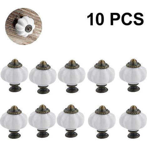 10 pcs Knobs for Cabinets Vintage Ceramic Furniture Knobs (white) (1/5)