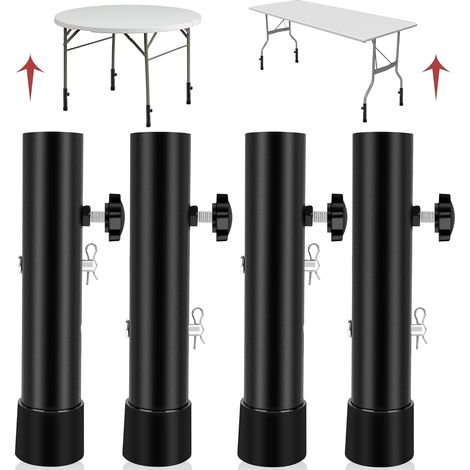 Pied de Table Metal réglables, Set de 4 Pied de Bureau, rallonges Pied de Table reglable 20 cm, avec 4 loquets et 4 goupilles de Verrouillage, pour Meubles/Table/Chaise (1/5)