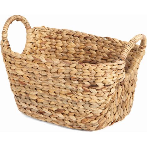 Panier de Rangement Déco Caracas M, en jacinthe tressée main, style tropical pour décoration et organisation de la salle de bain, cuisine, armoire chambre, dressing, étagère bureau (1/5)